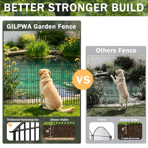 10 Panels Decorative Garden Fence with Lock (40in(H) X 22.31ft(L))