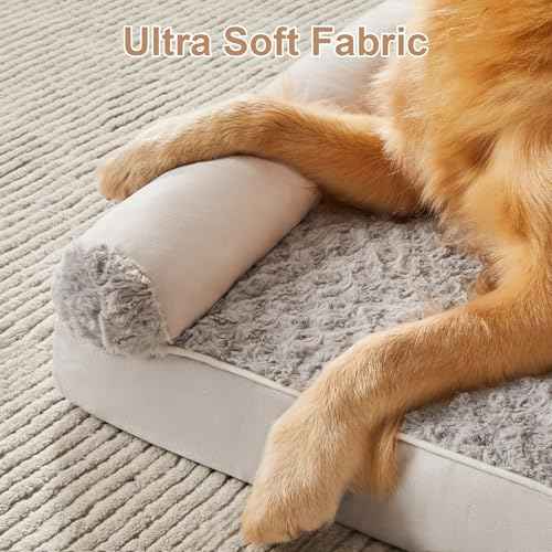 Orthopedic Washable XXL Dog Bed for Senior Dog Cozy Sleep (54"l x 36"w x 7"th / Light Grey)