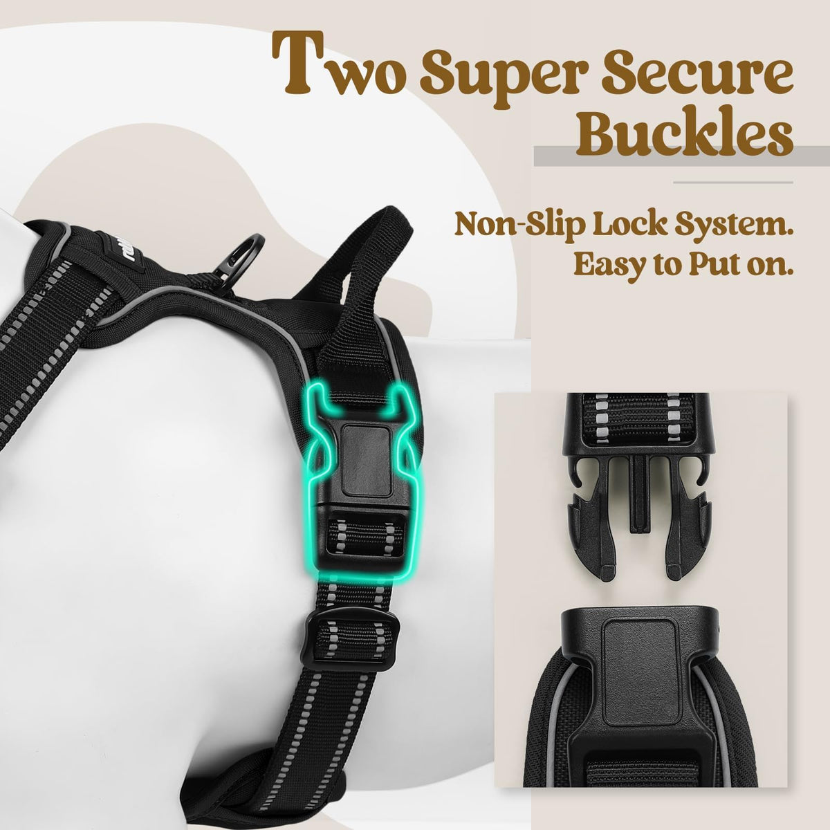 Dog Harness No Pull for Small Dogs with 2 Leash Clips (Small / Black)