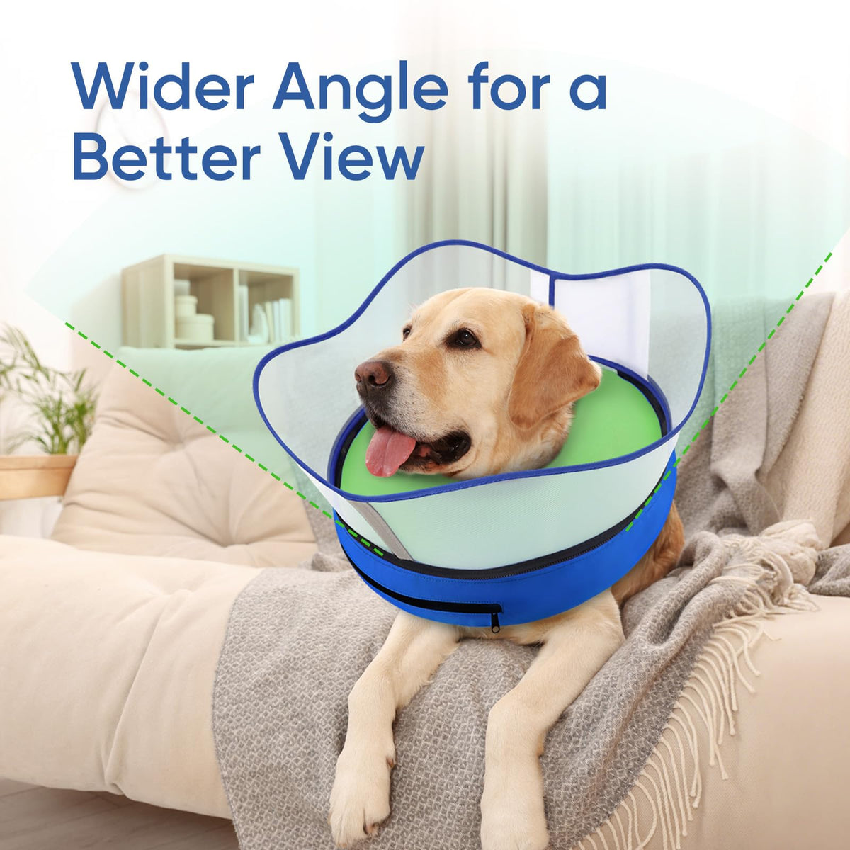 Raised Inflatable Dog Cone Collar to Stop Licking (Smooth Green / XL(Neck 14"-18"))