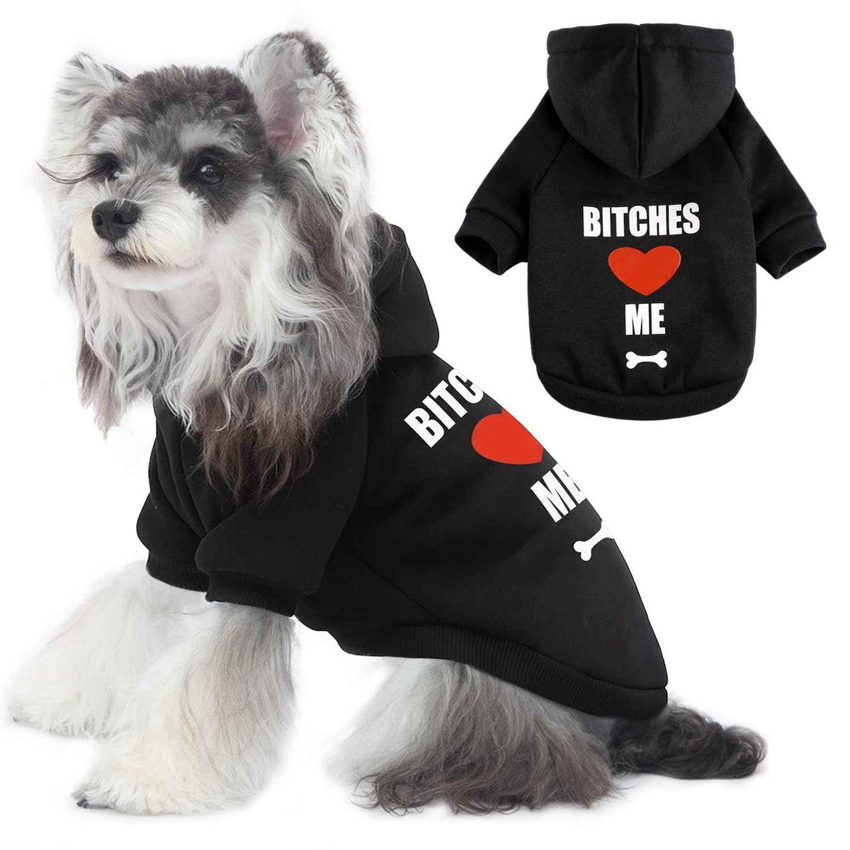 Dog Basic Hoodie Soft Dog Clothes Cold Weather Sweaters for Medium Large Dogs Cozy Fabric Warm Sweatshirt with Leash Hole for Boys (B LOVE ME / S(Back: 12.6",Chest:18.11", 5-10 lbs))