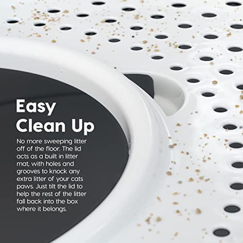 Top Entry Cat Litter Box (Oval / Gray w/ Scoop)