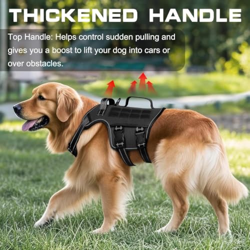 Dog Harness Tactical No Pull for Small Sized Dog with Handle (Black / S(Neck:16-22",Chest:20-28"),18-35 lbs)