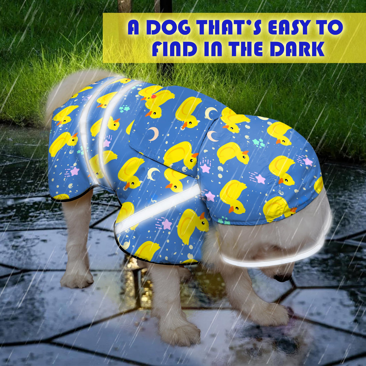 Dog Raincoat Adjustable Rain Jacket with Hooded Double Layer for Large Medium Small Dogs Puppies (Duck Blue / XX-Large)
