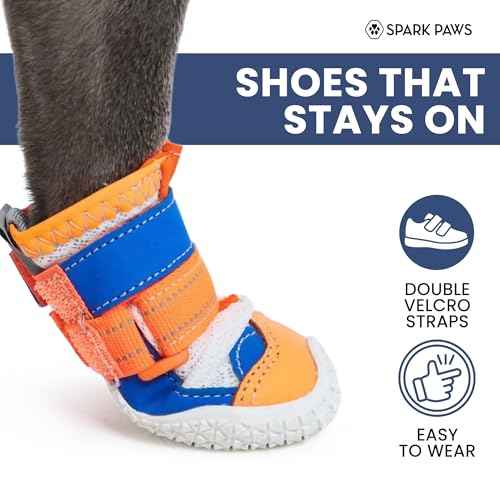 365 Dog Shoes (Orange Blue / Size 5: 2.4"x2.76"(W*L) (Pack of 4))