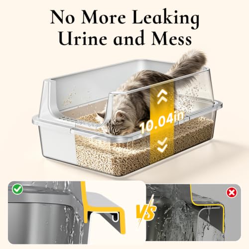 XL Open Top Stainless Steel Litter Box with High Sides (Gray-OpenTop)