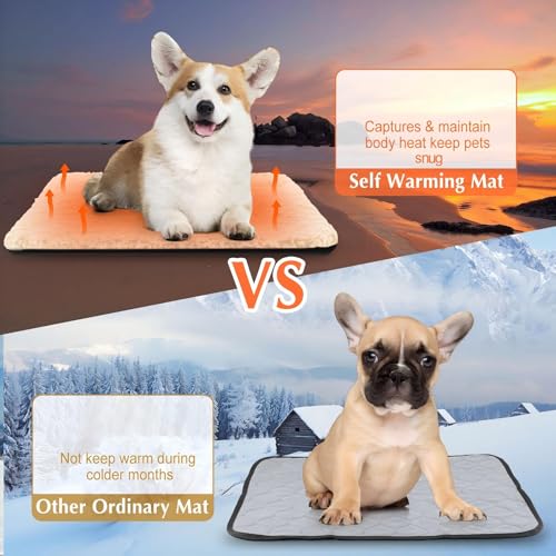 4 Pack Self Warming Cat Mat for Pets (16 x 20 Inch / Camel)