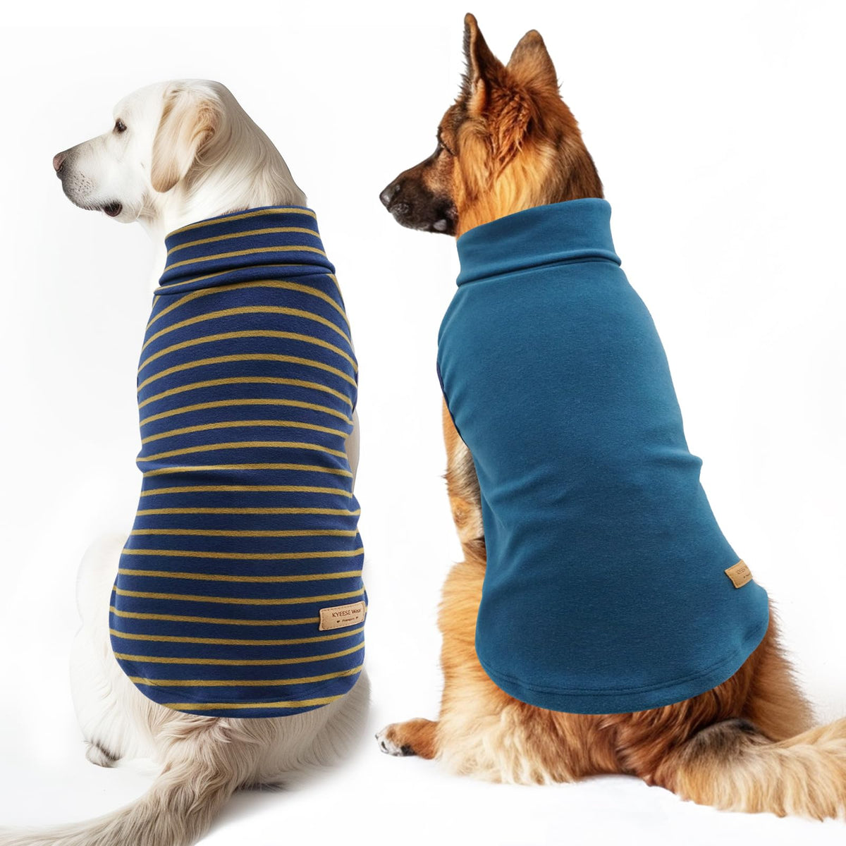 2Pack Dog Sweater for Large Dogs Soft Pet Coats Fleece Sweatshirt (XXX-Large (55-75lbs) / 2# Stripe+Navyblue)