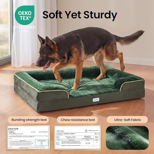 Orthopedic Extra Large Dog Bed Couch (44" x 29" x 7" / 04-Green)