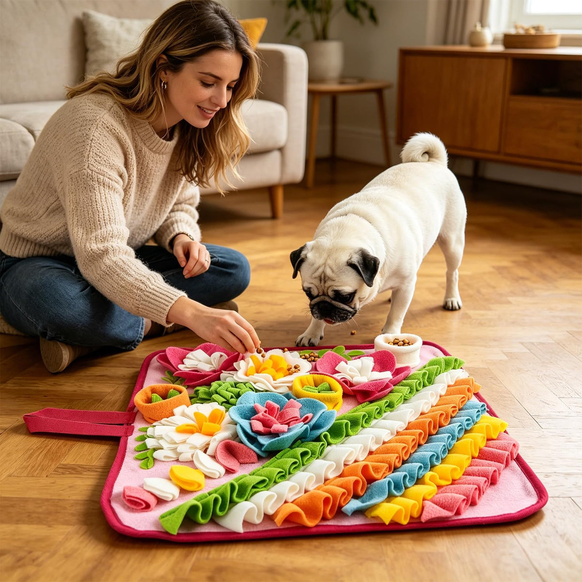 19.5" Snuffle Mat for Large Dogs (19.5"L x 19.5"W / pink)