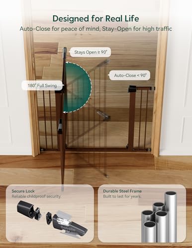 29 55" Extra Wide Baby Gate with Door (Brown / 30" Tall, 29-55" Wide)