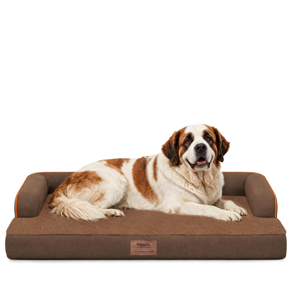 Orthopedic Waterproof Jumbo Dog Bed with Bolster for Extra Large Dogs (53.0"L x 42.0"W x 8.0"Th / Coffee)