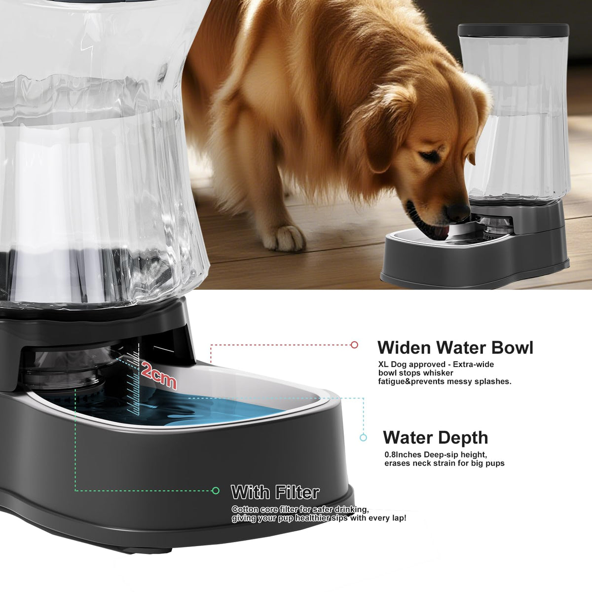 Automatic Dog Water Dispenser (Black / 1.6 Gallon)