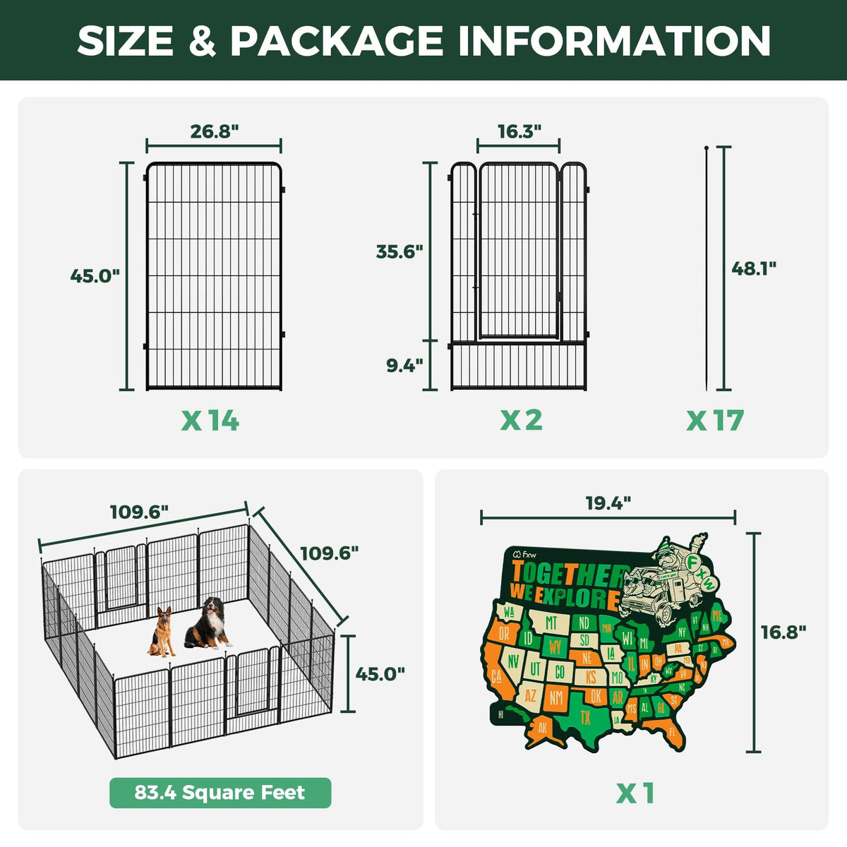 Rollick Dog Playpen with 50 (Black / 45"H)