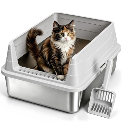 Stainless Steel Cat Litter Box (Gray M)
