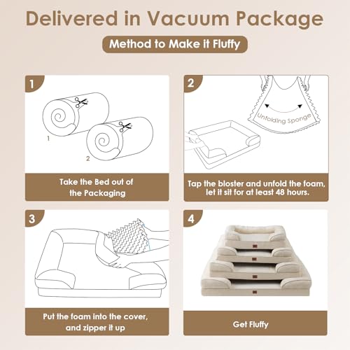 Orthopedic XXL Dog Bed (Beige / 46.0"l X 35.0"w X 7.5"th)