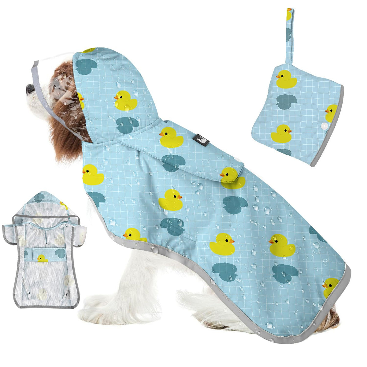 Dog Raincoat Waterproof Dog Rain Jacket with Clear Hooded (Duck Pattern / Medium)