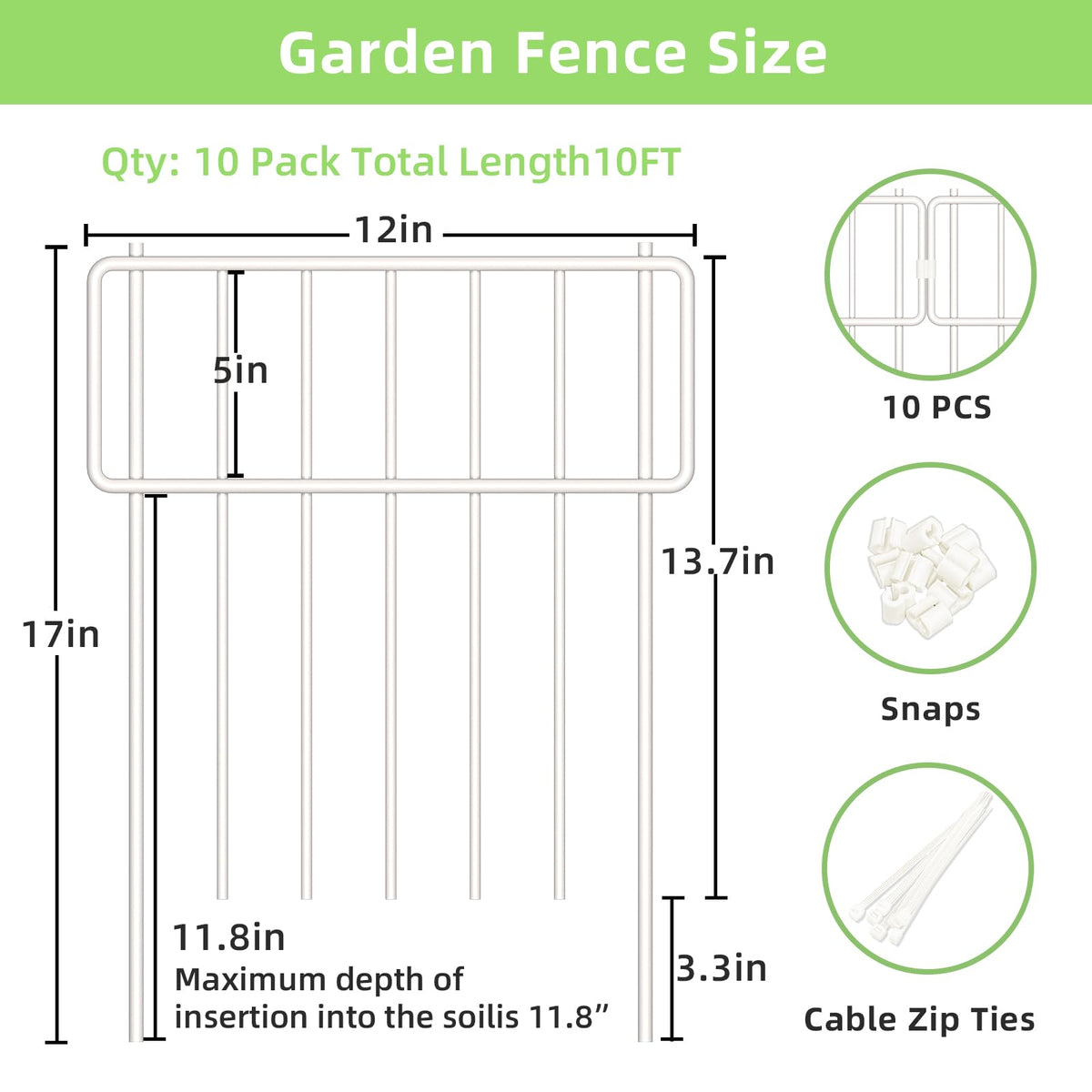 10 Pack Animal Barrier Fence (White / 10 Pack,10Ft)