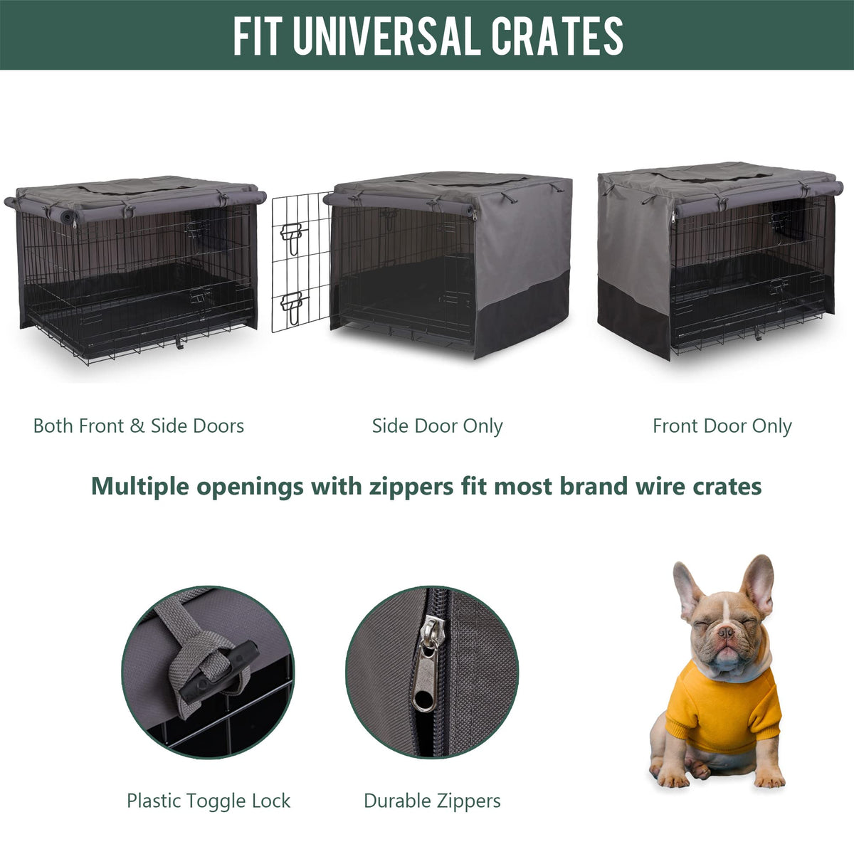 42" 600D Canvas Privacy Dog Crate Cover (43.0"L x 29.0"W x 31.0"H)