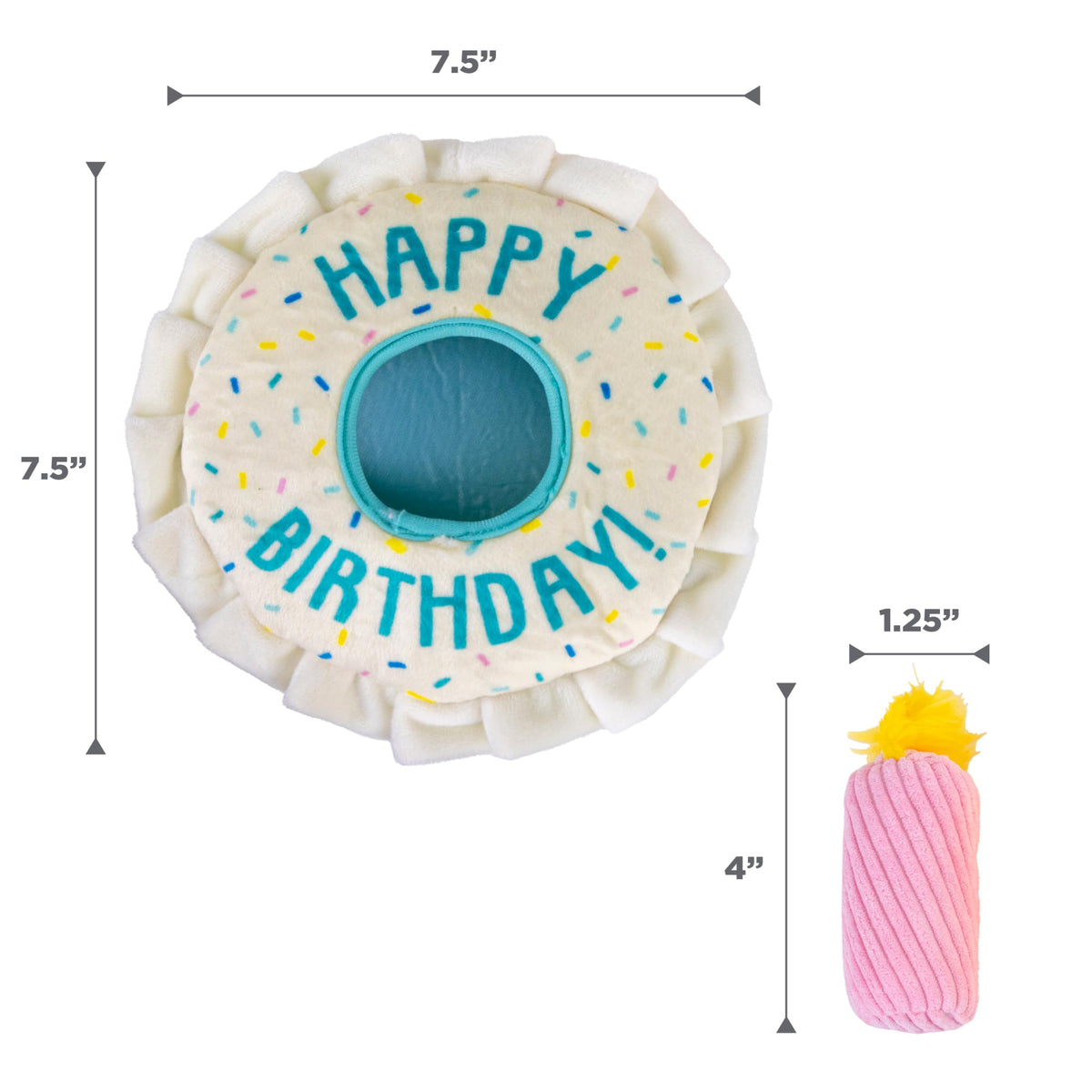 Hide-A-Birthday-Cake Plush Squeaky Dog Toy, 7.5" x 4.7"