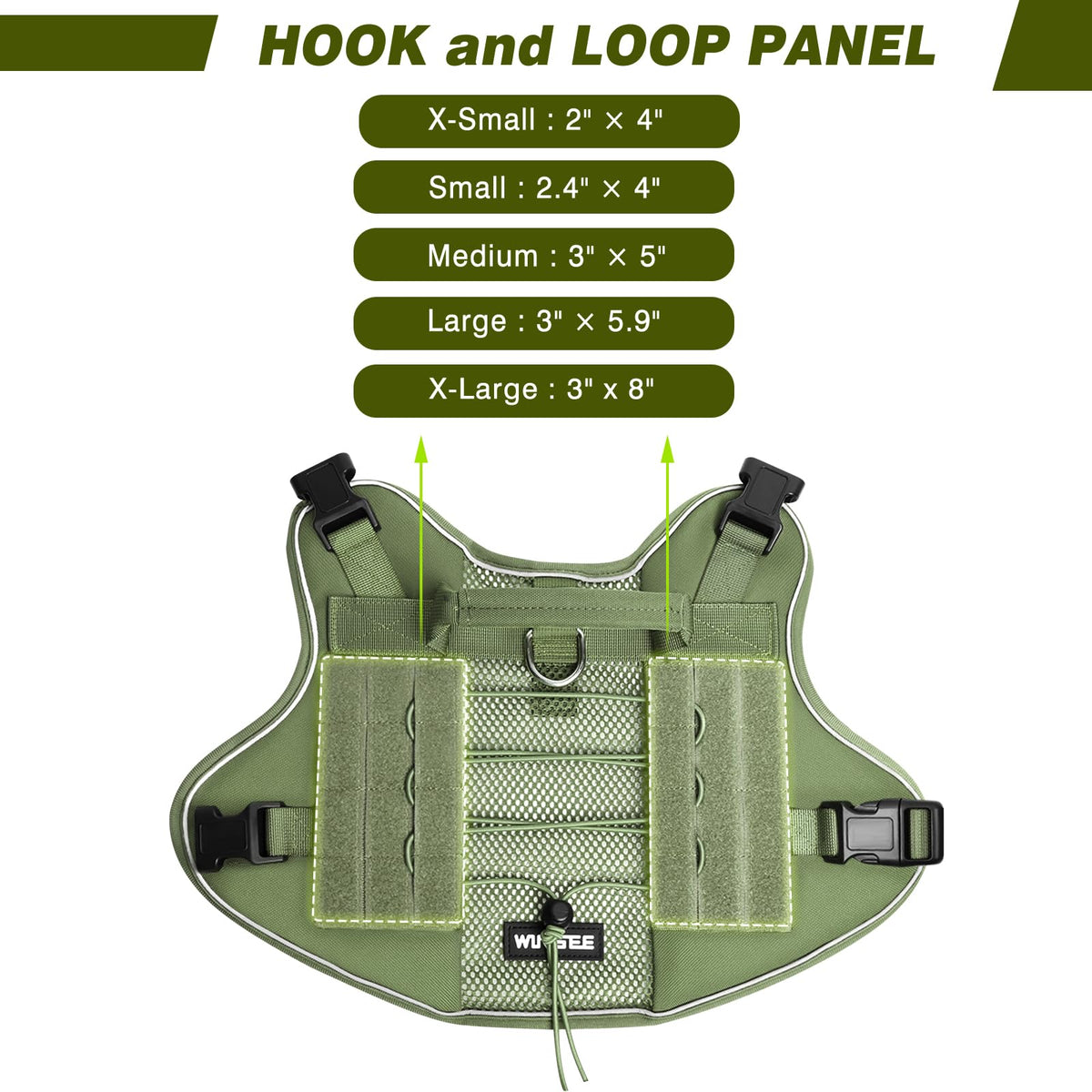 Service Dog in Training Mesh Harness with 10 Removale Pet Patches (X-Large / Green)
