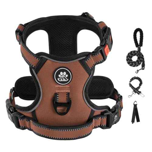 No Pull Dog Harness for Large Dogs (Brown / Large)