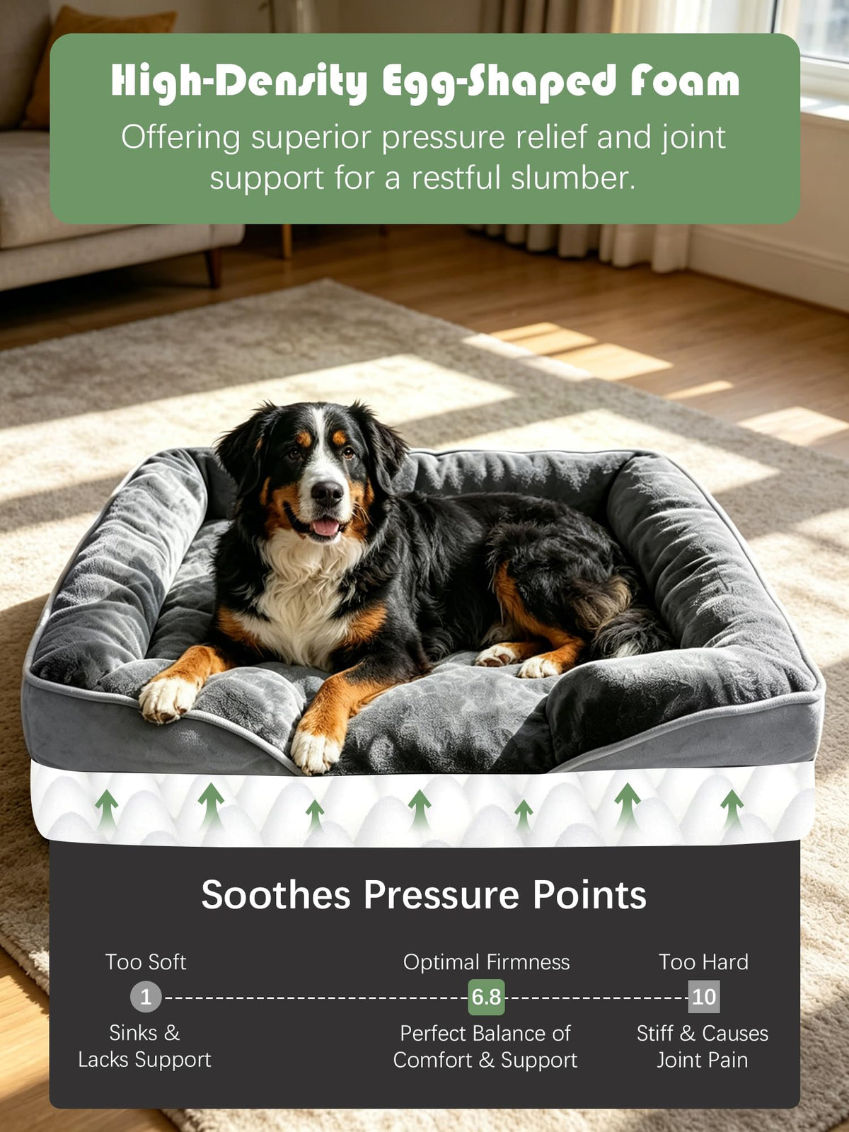 Orthopedic Dog Bed with Sides (48.0"L x 35.0"W x 8.0"Th / Grey)