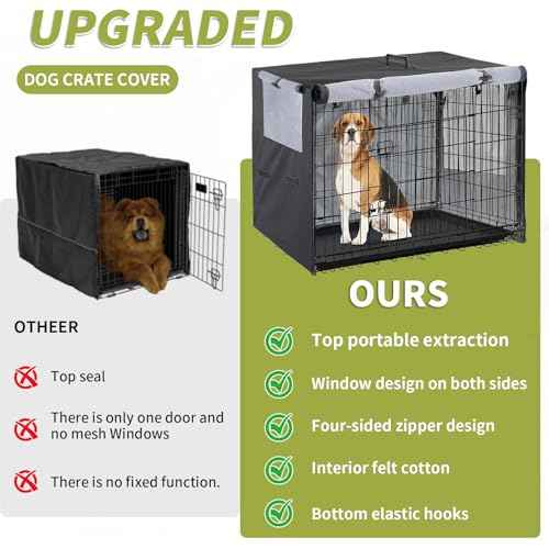 Dog Crate Cover 48 inch 1200D Heavy Duty Built (Black / 48.1"x 30.1" x 33")