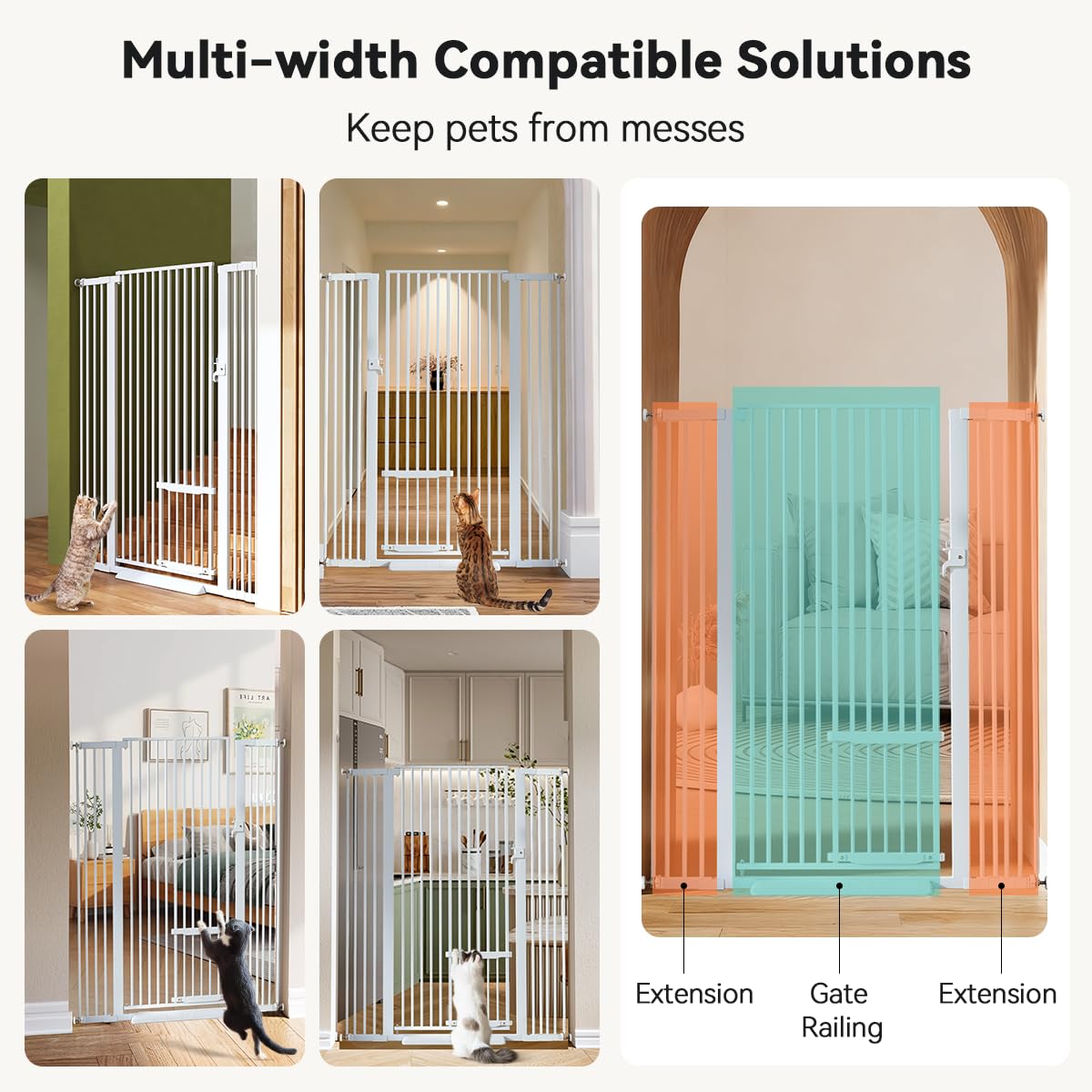 55.1" Extra Tall Pet Gate (White / 55.1"Tall 43"Wide)