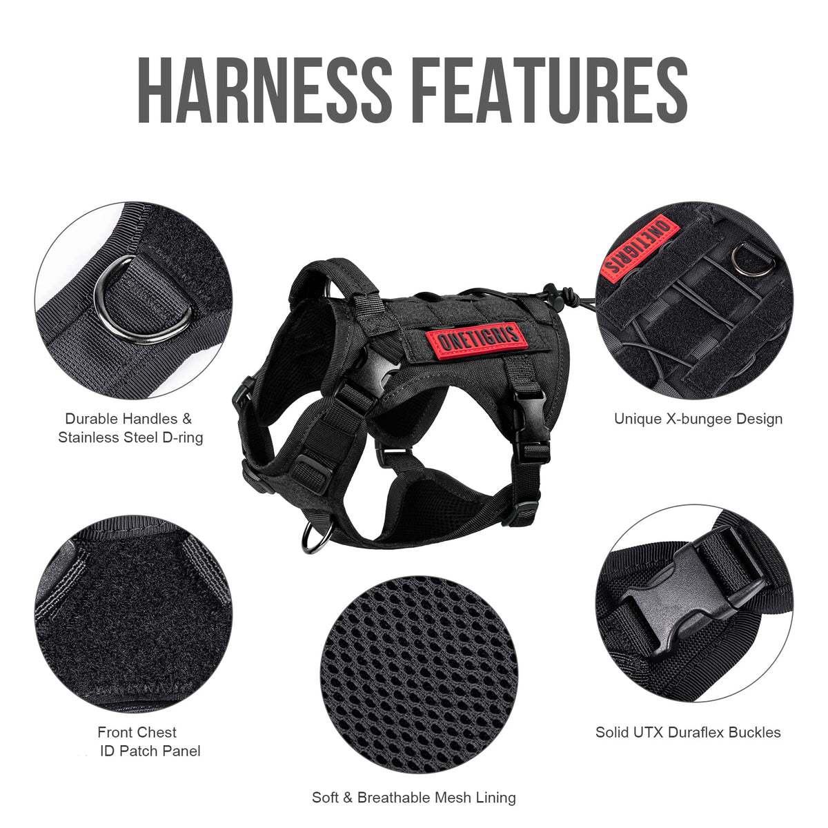Tactical Dog Harness with Handle No (XX-Small / Black)