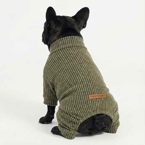 Mock Neck Knited Dog Pajamas (Large / Olive Green)
