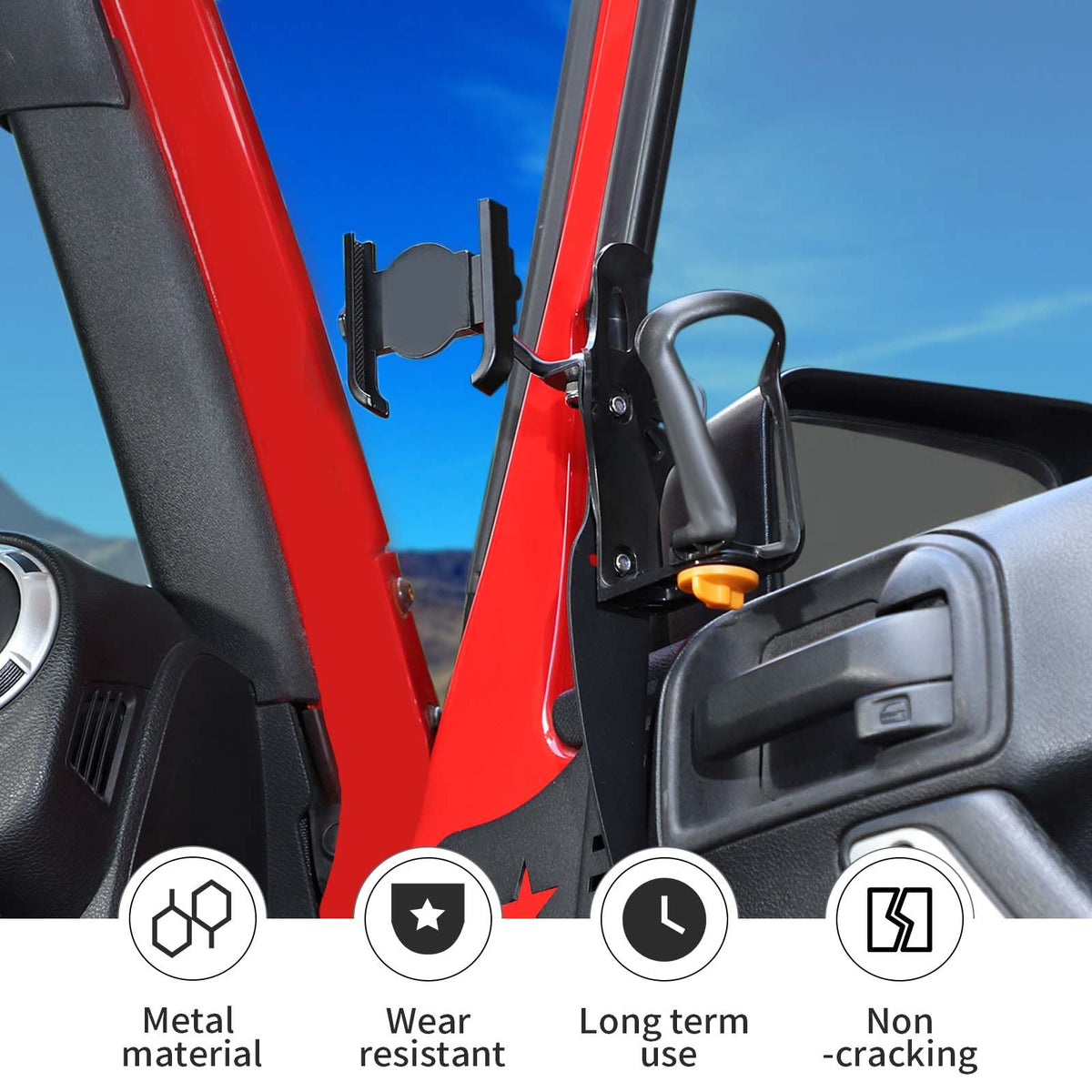 Door Cup Holder Expander Compatible with Jeep Wrangler JK JKU 2 (Passenger's Side / 07-10)