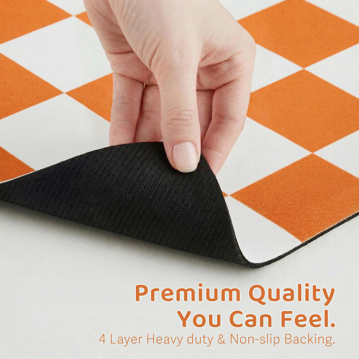 Checkered Dog Feeding Mat (24"L x 16"W / Orange)