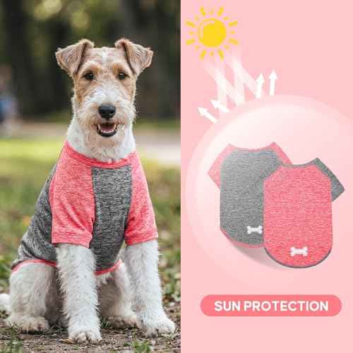 2Pack Dog Shirt for Large Dogs Sun Protection Tank Top with Sleeves (XX-Large (40-55lbs) / 5# 2Pack(Coral Red+Grey))