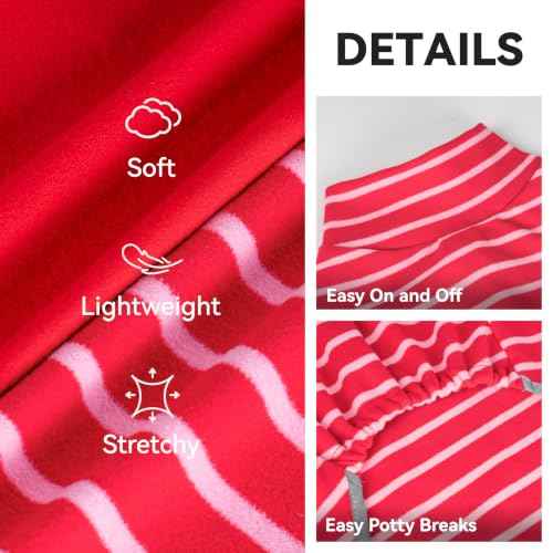2 Pack Fleece Dog Sweater Pullover Lightweight Reflective Jacket (Large / Red & Red Stripes)