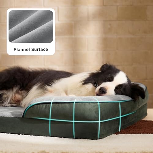 Orthopedic Dog Beds Large Sized Dog (Dark Green / 35"l X 25"w X 6.5"th)