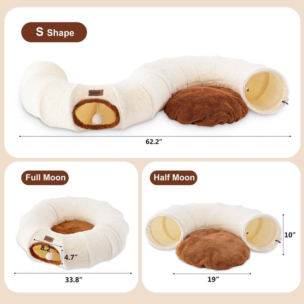 Cat Tunnel Bed for Indoor Cats (Brown / Standard)