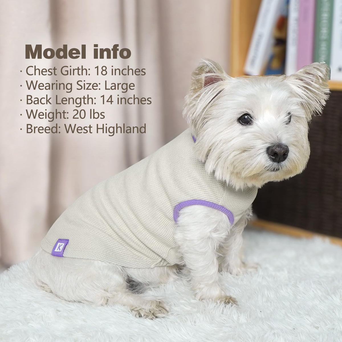 2Pack Waffle Dog Shirt for Medium Large Dogs Soft Dog Sweater (XX-Large (28-50lbs) / 2Pack(Purple+Grey))