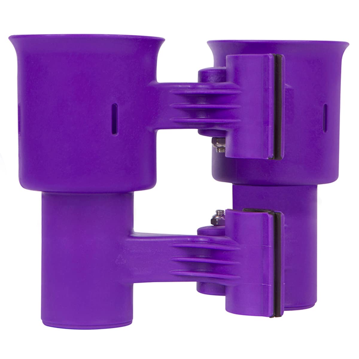 Purple EZ-Spring), Patented Clamp On Boat Cup Holder |Multifunction Dual Drink Caddy for Fishing Poles, Tools, Net |Portable Storage for Boating, Beach, Umbrellas, Golf Carts, Strollers (Purple / EZ-Spring)