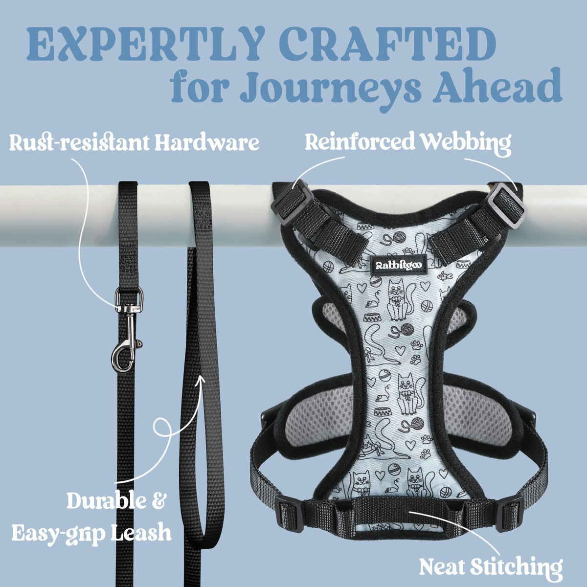 Cat Harness and Leash Set (Xxs / Doodle Gray)