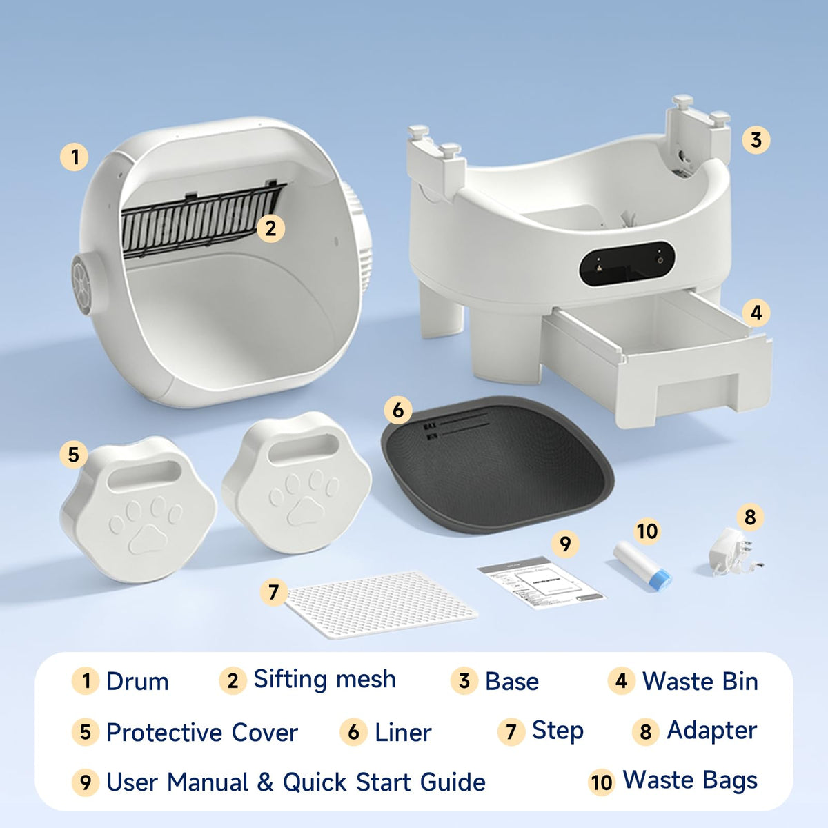 Self Cleaning Automatic Litter Box for Cats to15lb (white)