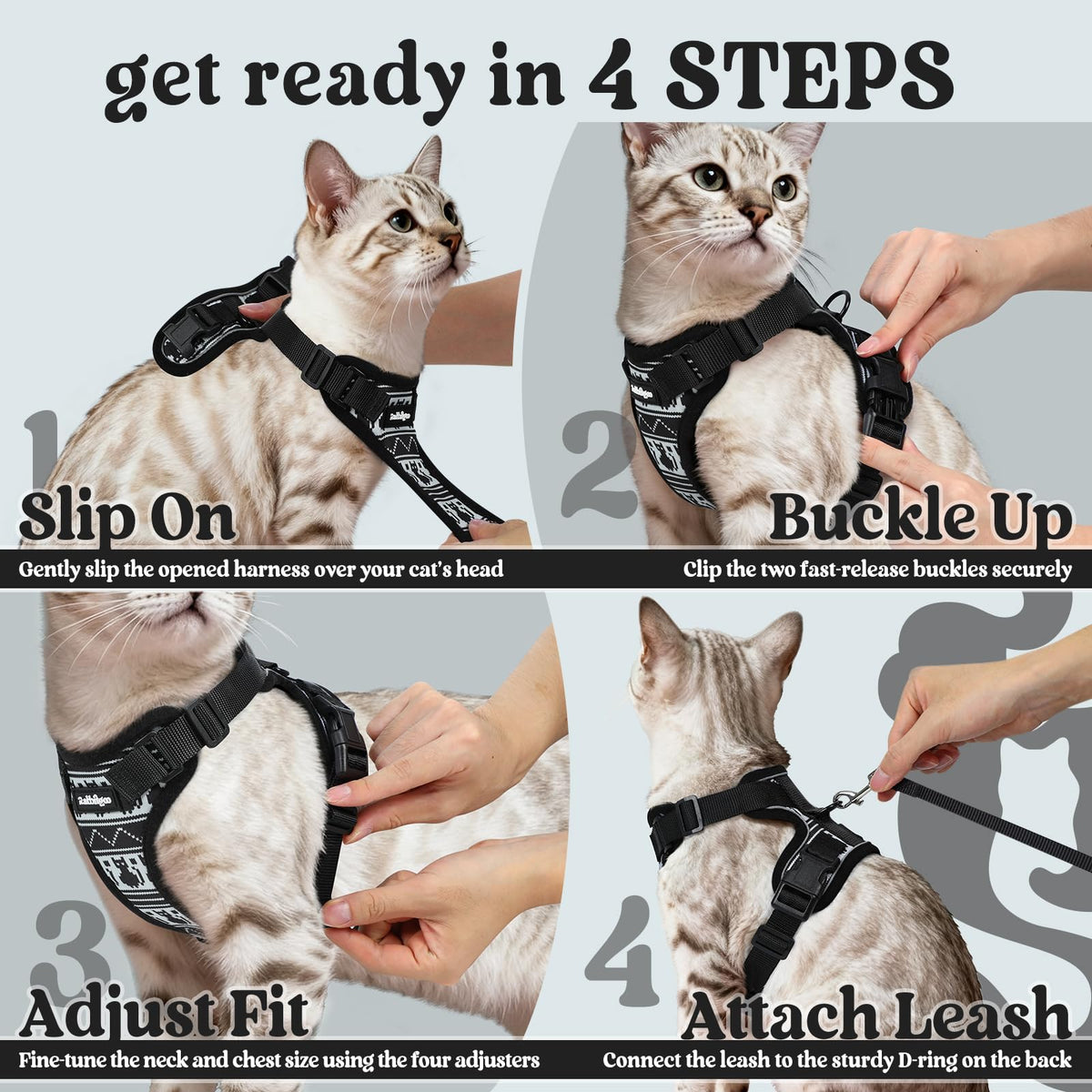 Cat Harness and Leash Set (Xxs / Pixel Tabby)