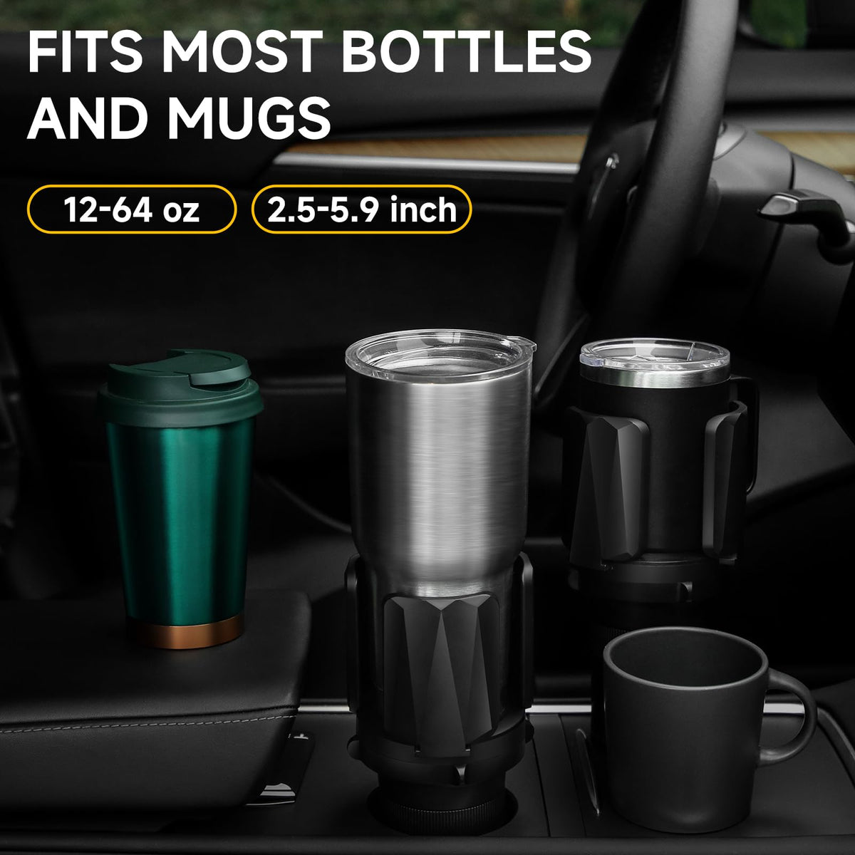 2Pack Cup Holder Expander with Expandable Arms (2PACK)