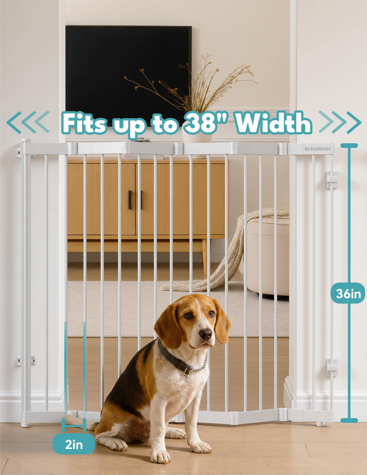 Retractable Safety Gate (White / 38" Wide, 36" Tall)