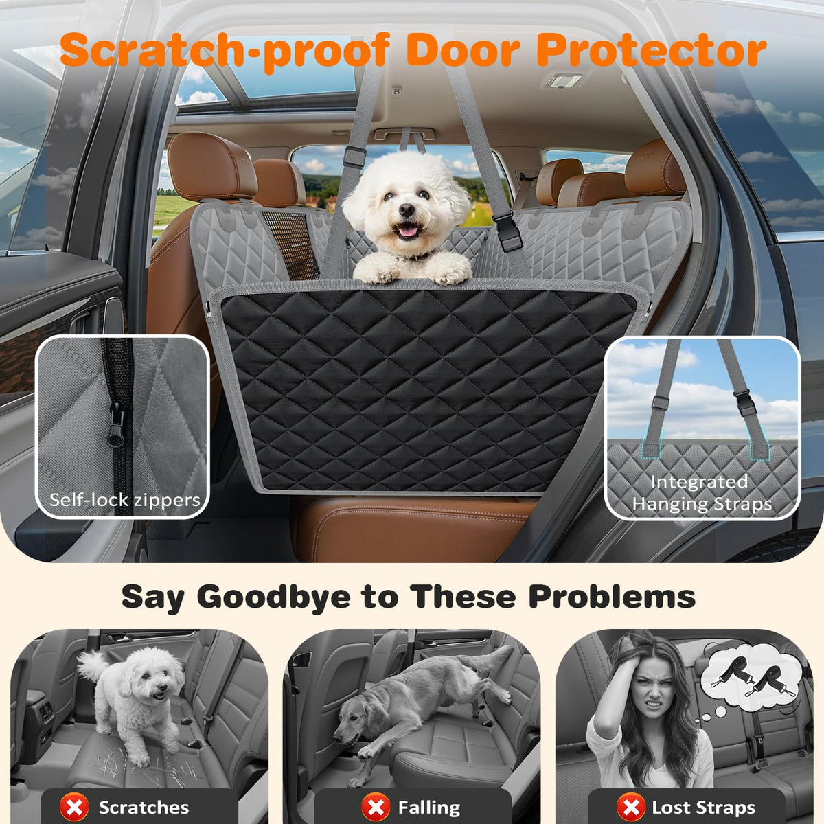 4 in 1 Dog Seat Cover for Full (Gray / X-Large)