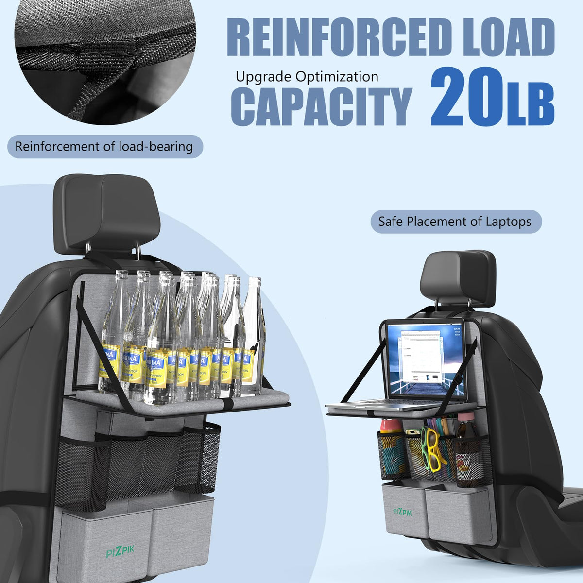 Car Backseat Organizer with Tablet Holder (Gray / 1pack)