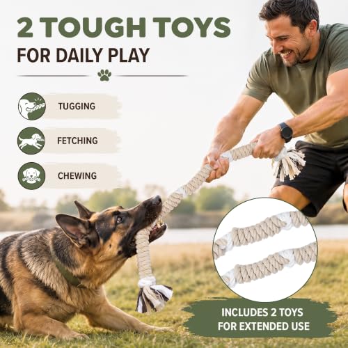 Dog Rope Toy for Large Dogs 2 Pack (Natural / 2 Pack)
