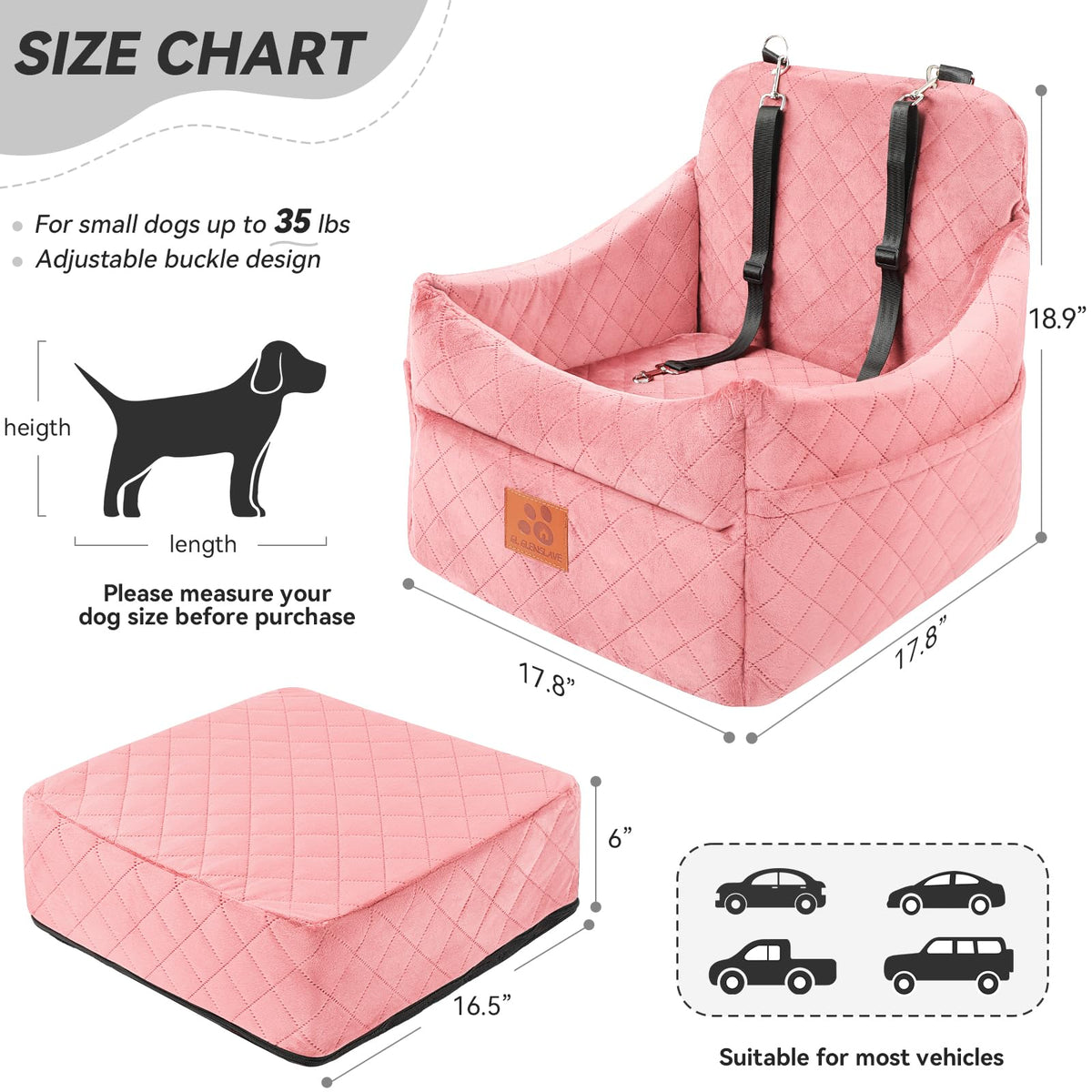Dog Car Seat for Small (Pink)