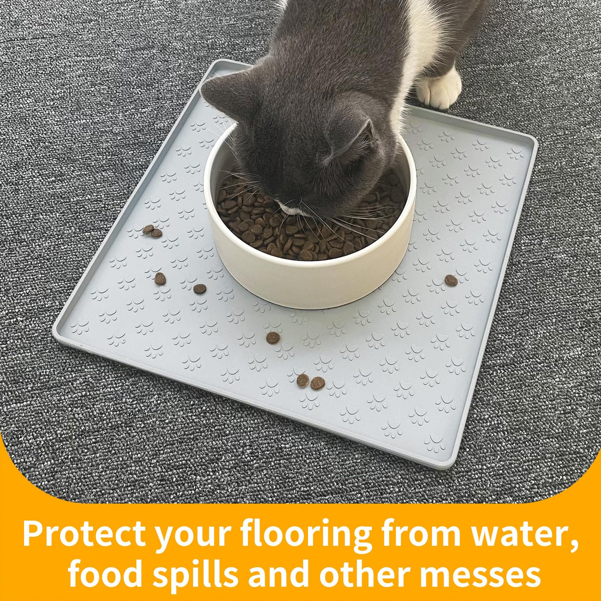 Dog Food Mat Anti (11.8"L x 11.8"W / Light Gray)