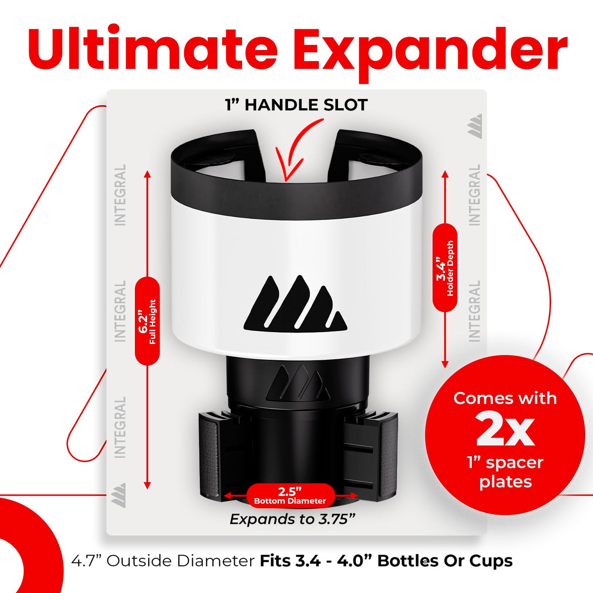 Ultimate Car Cup Holder Expander with Adjustable Base (White / 1pack)